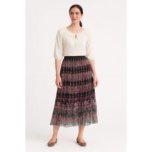Christopher & Banks pleated pull on stretch midi skirt M